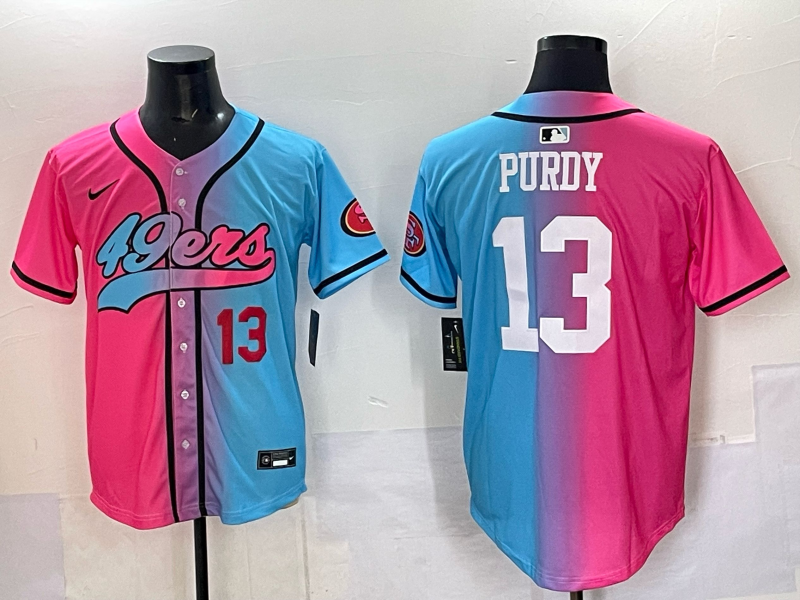 Men San Francisco 49ers 13 Purdy Blue pink Nike Limited NFL 2025 Jersey 006